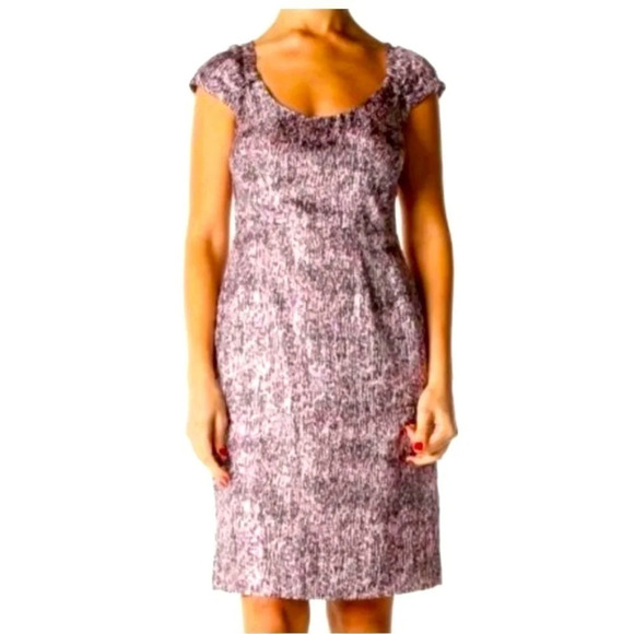 Banana Republic Silk Gray Pink Purple Watercolor Sheath Dress 8 - Picture 1 of 7